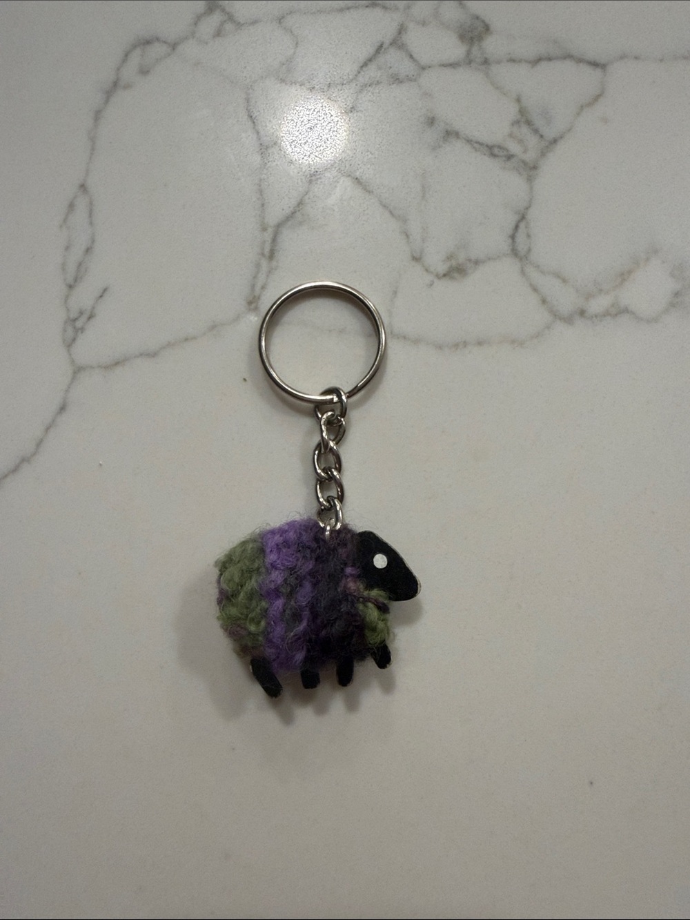 Handmade Purple & Green Sheep Keychain from Ireland